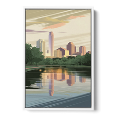 Austin Zilker Park Views - White Framed Canvas Wall Art - Front