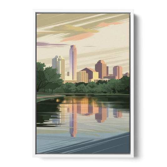 Austin Zilker Park Views - White Framed Canvas Wall Art - Front