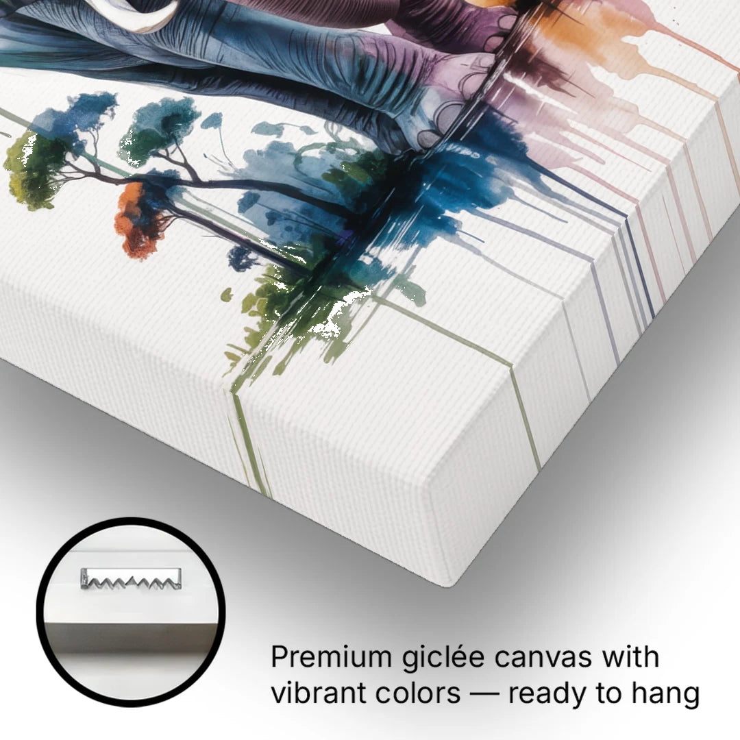 Authentic Elephant Homeland - Canvas Wall Art - Gallery Wrap Corner