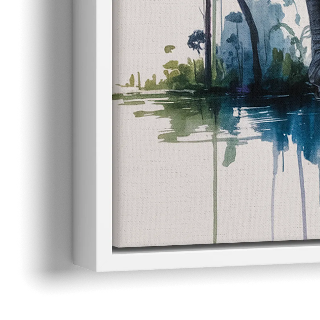Authentic Elephant Homeland - Close-Up White Frame Canvas