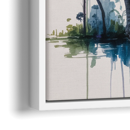 Authentic Elephant Homeland - Close-Up White Frame Canvas