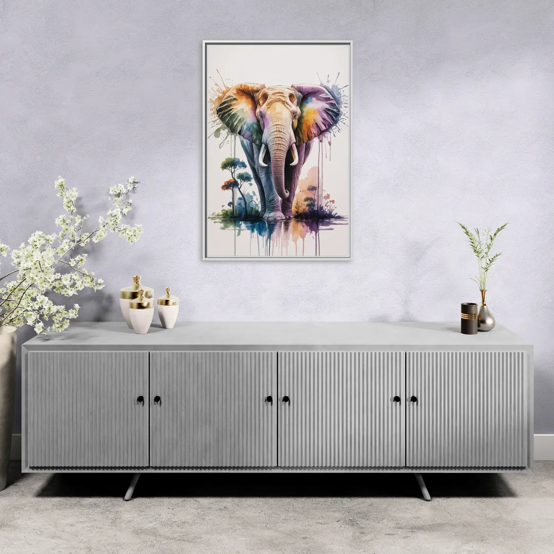 Authentic Elephant Homeland - Living Room White Frame Canvas