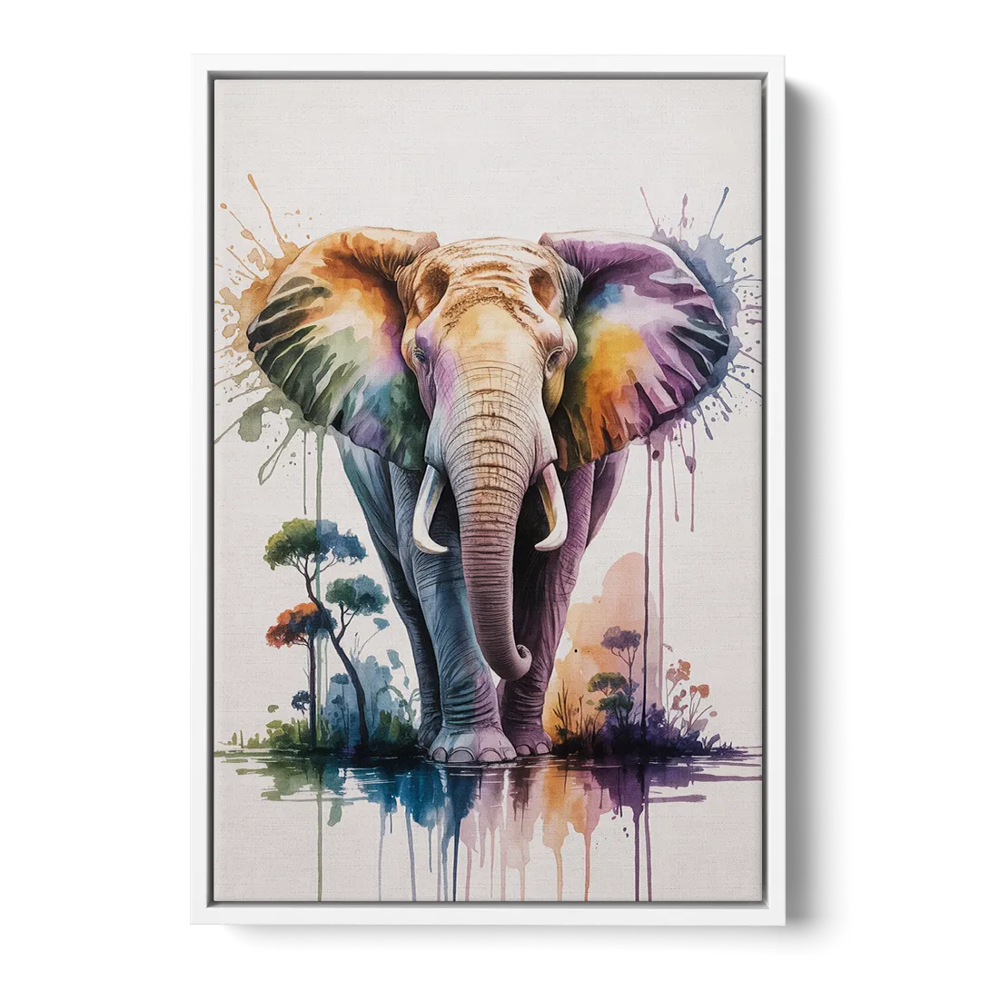 Authentic Elephant Homeland - White Frame Canvas