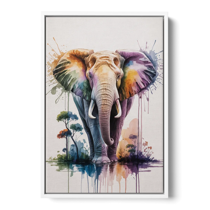 Authentic Elephant Homeland - White Frame Canvas