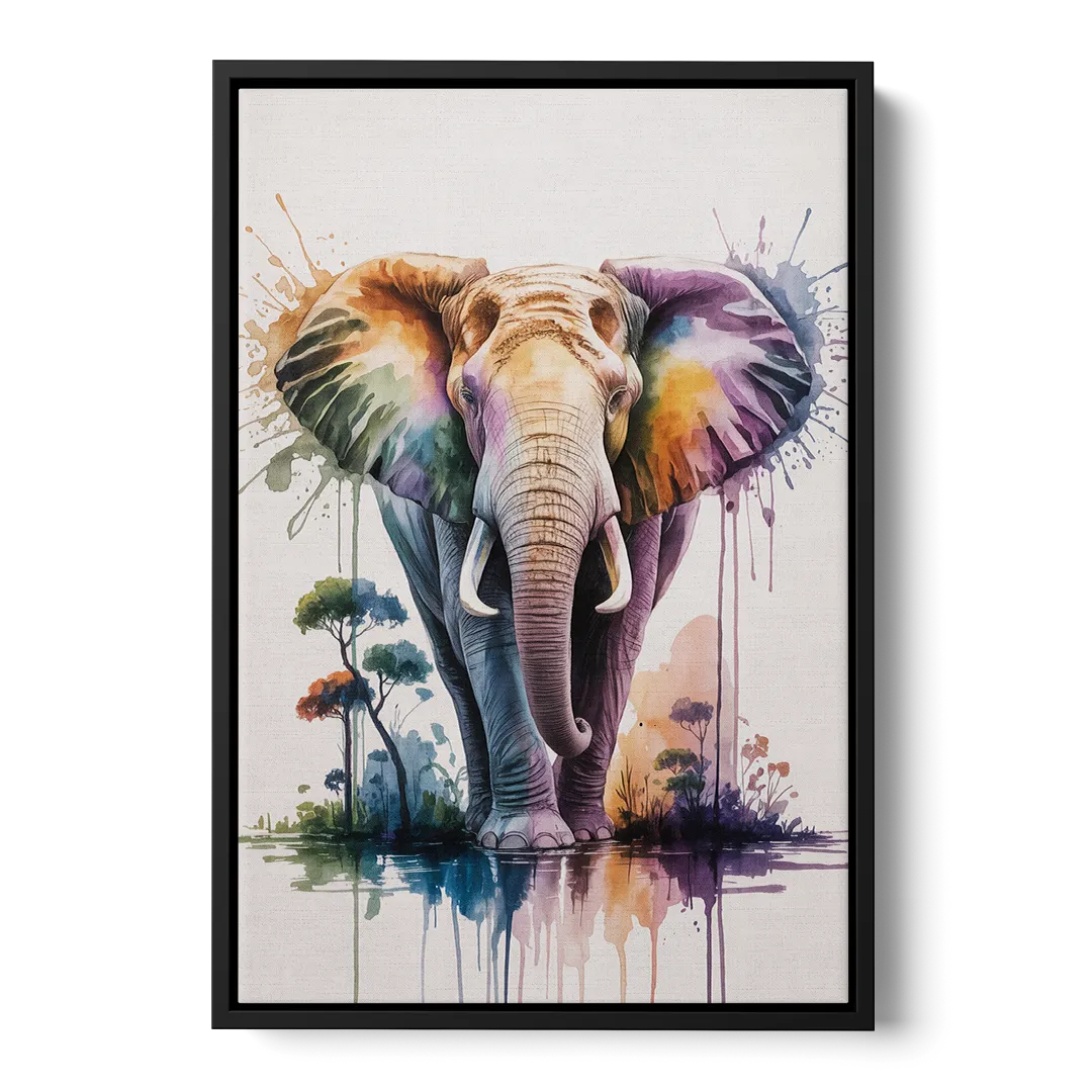 Authentic Elephant Homeland Front - Black Canvas Wall Art