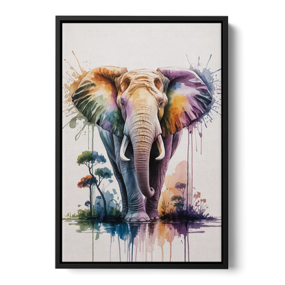 Authentic Elephant Homeland Front - Black Canvas Wall Art