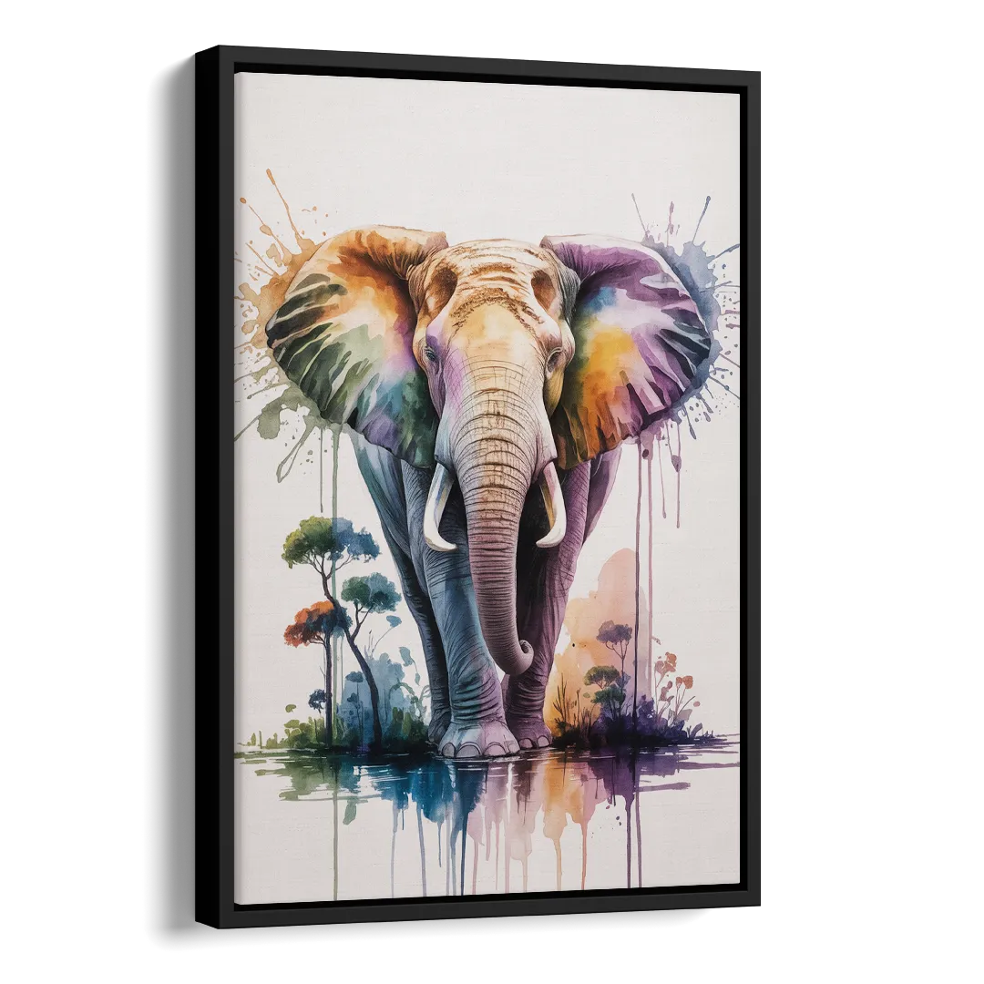Authentic Elephant Homeland Side - Black Canvas Wall Art