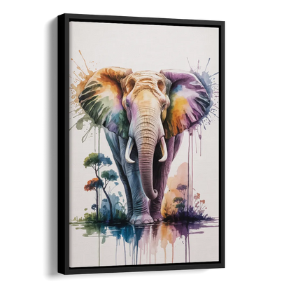 Authentic Elephant Homeland Side - Black Canvas Wall Art