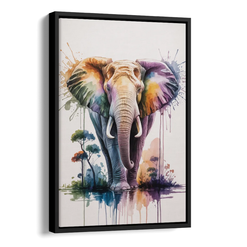 Authentic Elephant Homeland Side - Black Canvas Wall Art