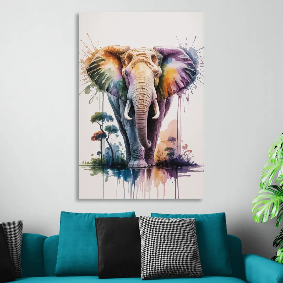 Authentic Elephant Homeland Living Room - Canvas Wall Art
