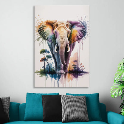 Authentic Elephant Homeland Living Room - Canvas Wall Art