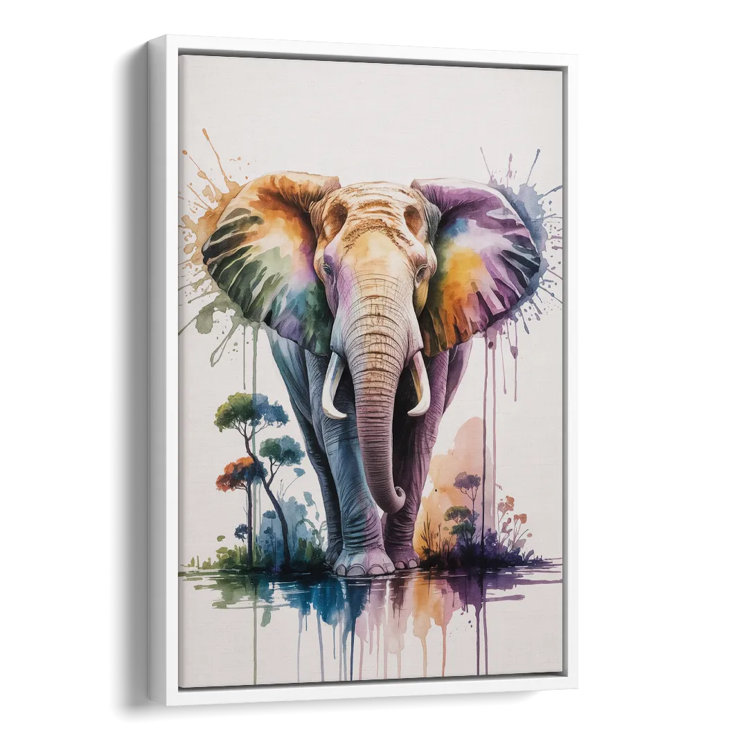 Authentic Elephant Homeland Side - White Canvas Wall Art