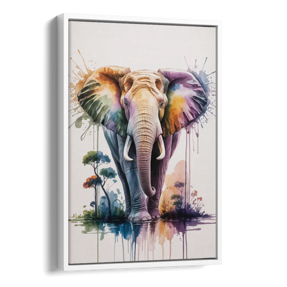 Authentic Elephant Homeland Side - White Canvas Wall Art