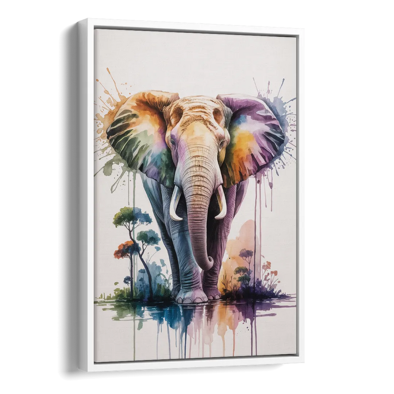 Authentic Elephant Homeland Side - White Canvas Wall Art