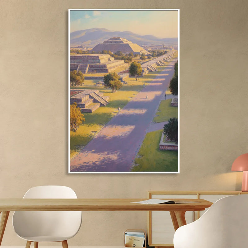 Avenue of the Dead Living Room - White Canvas Wall Art