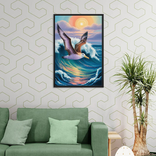 Awe-Inspiring Albatross Ascend - Living Room Black Frame Canvas
