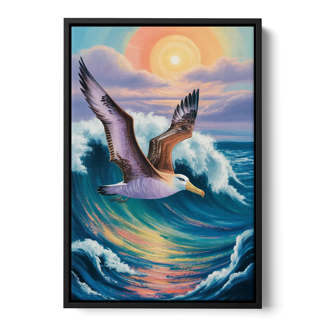 Awe-Inspiring Albatross Ascend Front - Black Canvas Wall Art