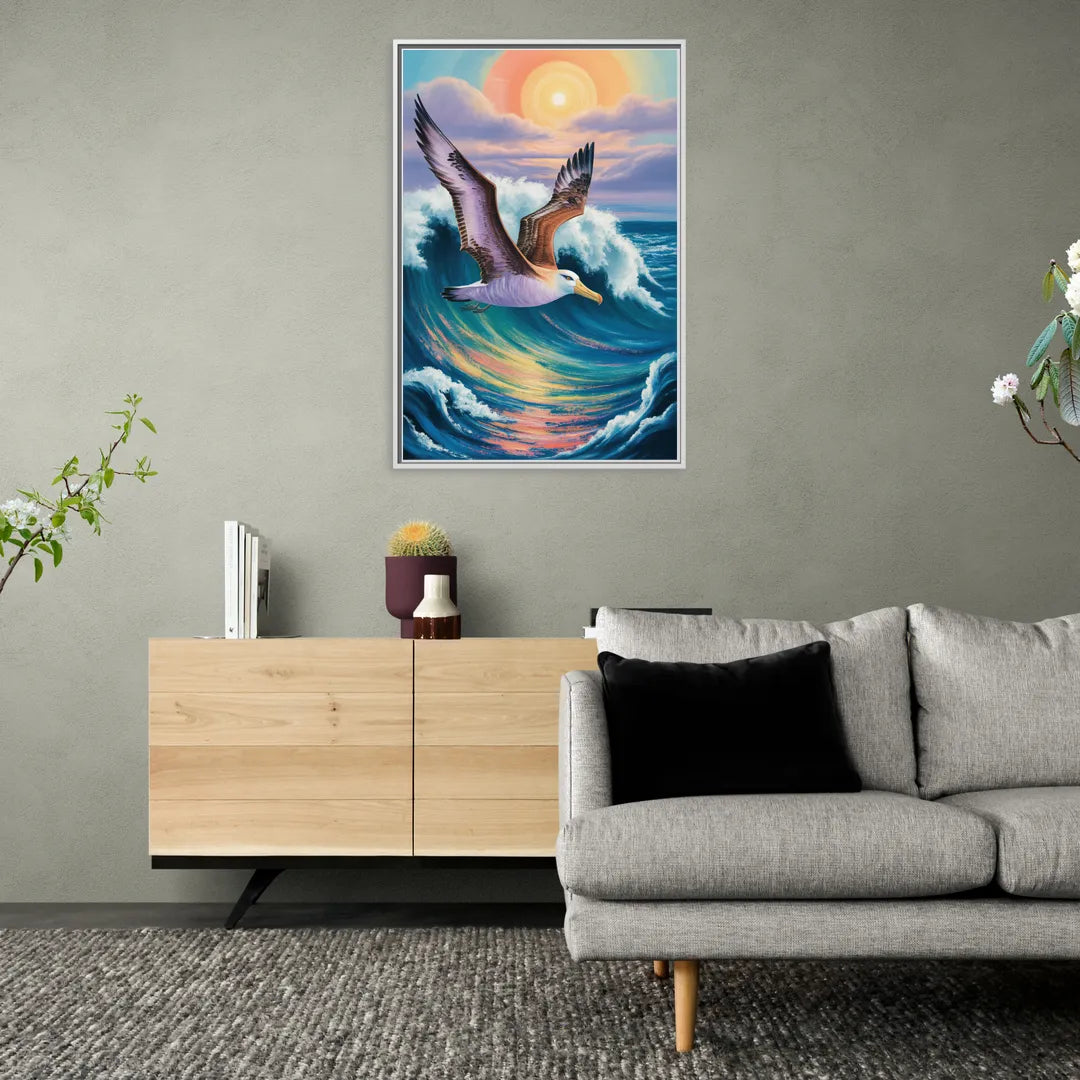 Awe-Inspiring Albatross Ascend - Living Room White Frame Canvas