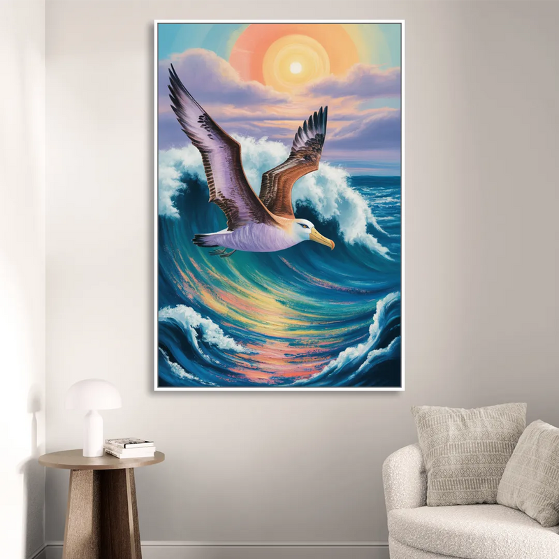 Awe-Inspiring Albatross Ascend Sitting Room - White Canvas Wall Art