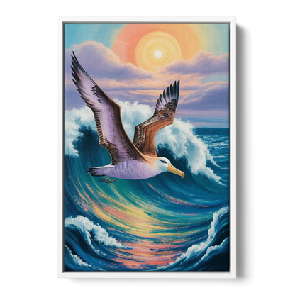 Awe-Inspiring Albatross Ascend - White Frame Canvas