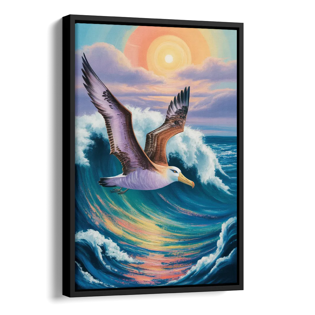 Awe-Inspiring Albatross Ascend Side - Black Canvas Wall Art