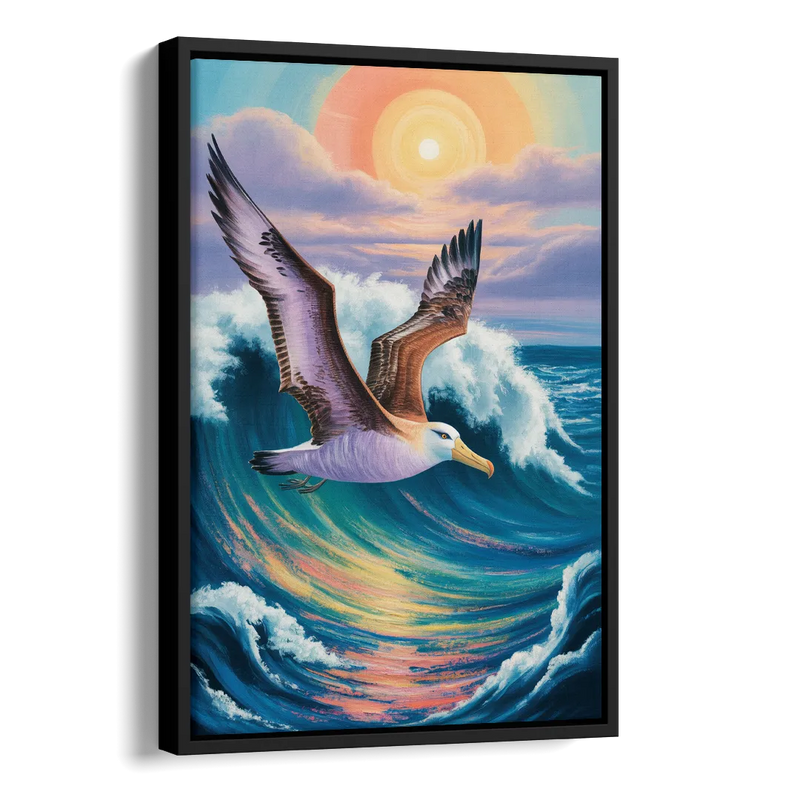 Awe-Inspiring Albatross Ascend Side - Black Canvas Wall Art