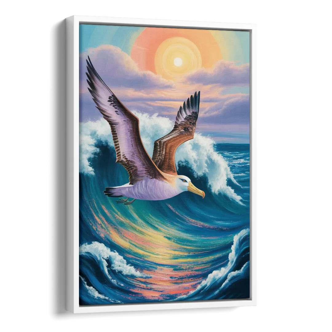Awe-Inspiring Albatross Ascend Side - White Canvas Wall Art