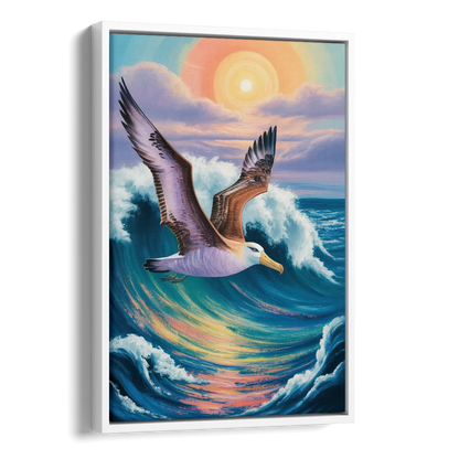 Awe-Inspiring Albatross Ascend Side - White Canvas Wall Art