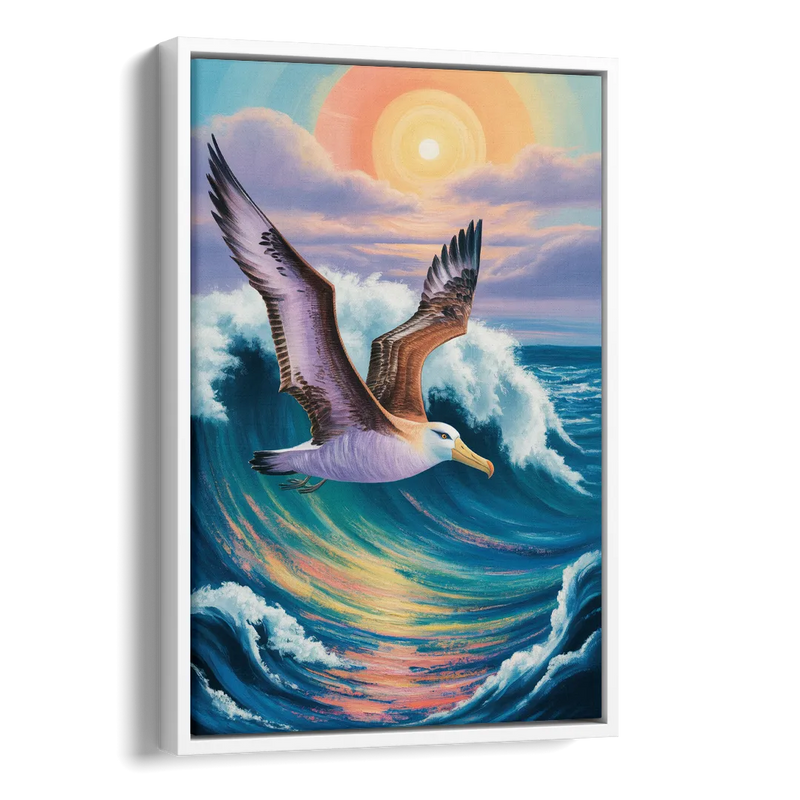 Awe-Inspiring Albatross Ascend Side - White Canvas Wall Art
