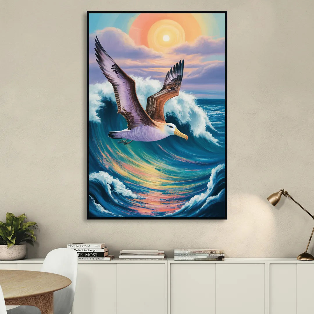 Awe-Inspiring Albatross Ascend Sitting Room - Black Canvas Wall Art