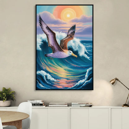 Awe-Inspiring Albatross Ascend Sitting Room - Black Canvas Wall Art
