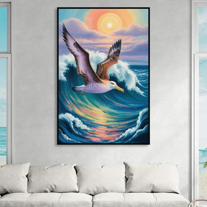 Awe-Inspiring Albatross Ascend Living Room - Black Canvas Wall Art