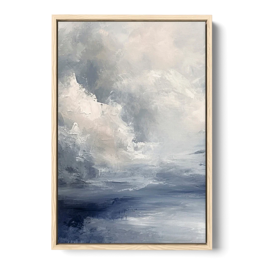 Azure Veil I - Oak Framed Canvas Wall Art - Front