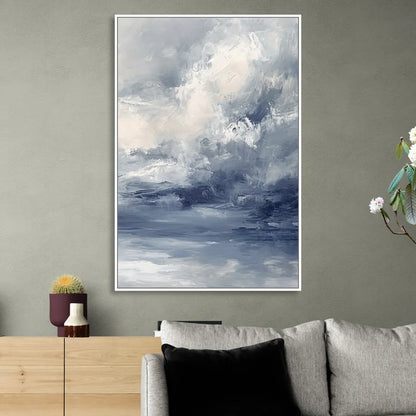 Azure Veil II Living Room - White Canvas Wall Art