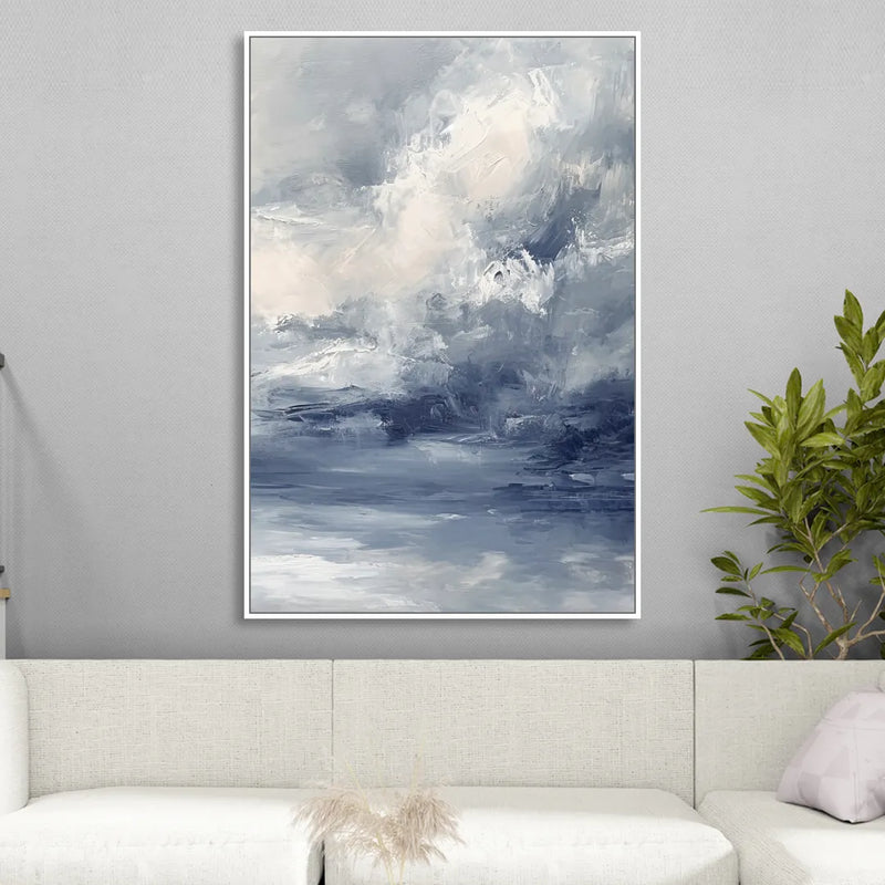 Azure Veil II Sitting Room - White Canvas Wall Art
