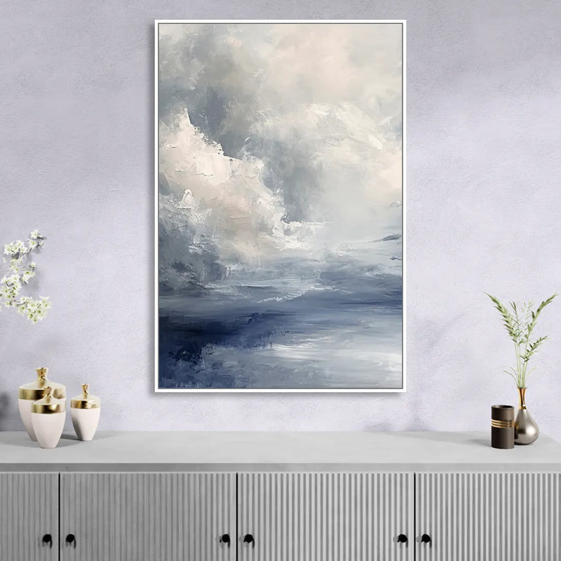 Azure Veil I Living Room - White Canvas Wall Art