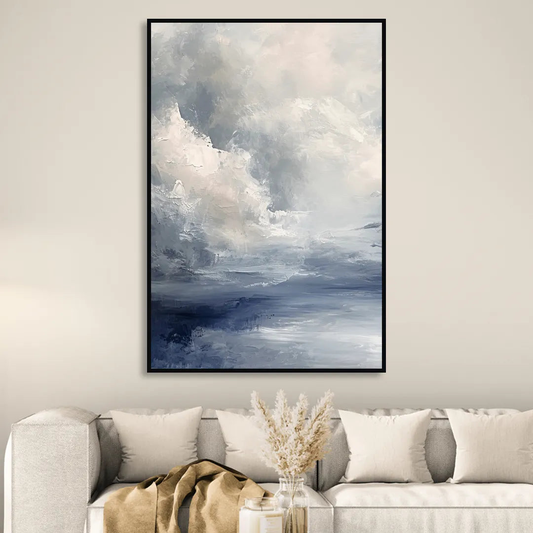 Azure Veil I Living Room - Black Canvas Wall Art