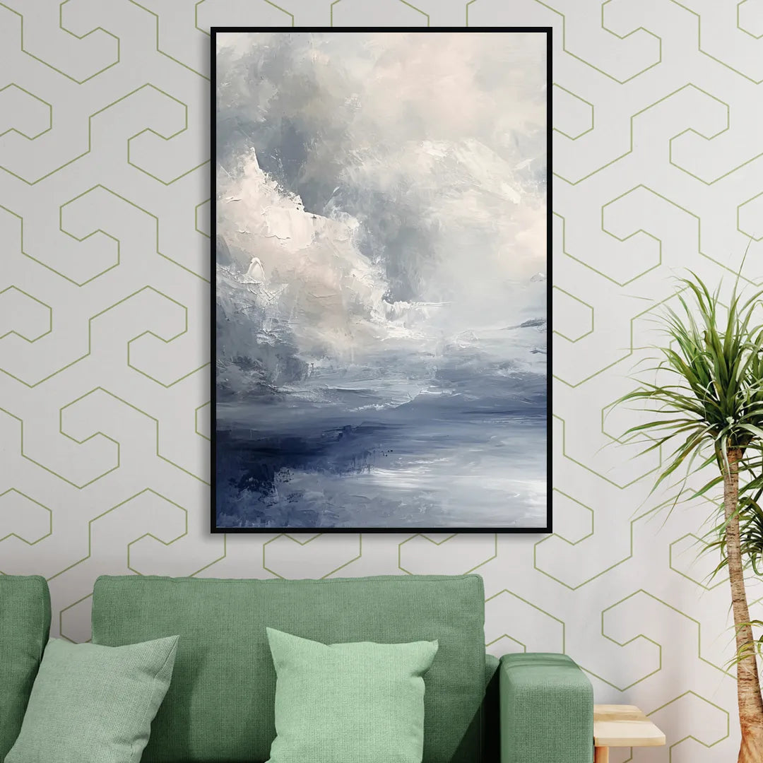Azure Veil I Sitting Room - Black Canvas Wall Art