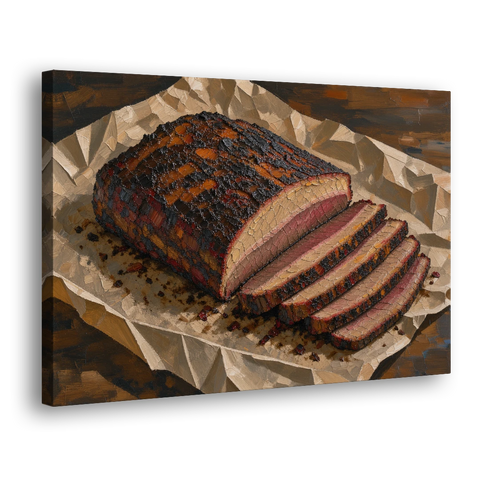 BBQ Art Smoked Brisket on Butcher Paper - Canvas Wall Art - Side