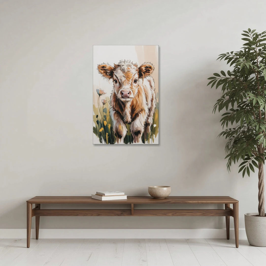 Baby Highland Calf - Canvas Wall Art - Coffee Table - 24x36