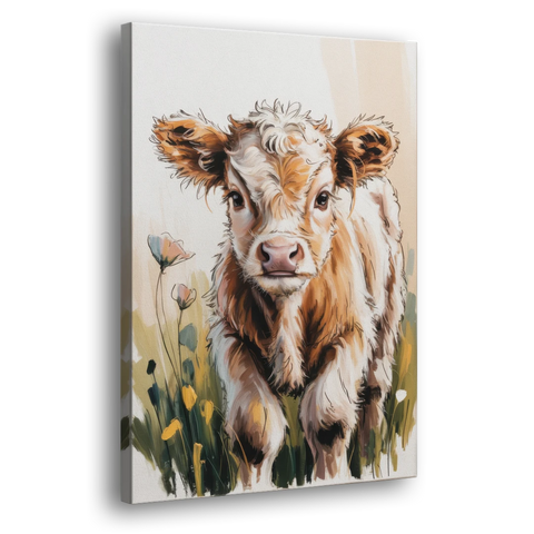 Baby Highland Calf - Canvas Wall Art - Side