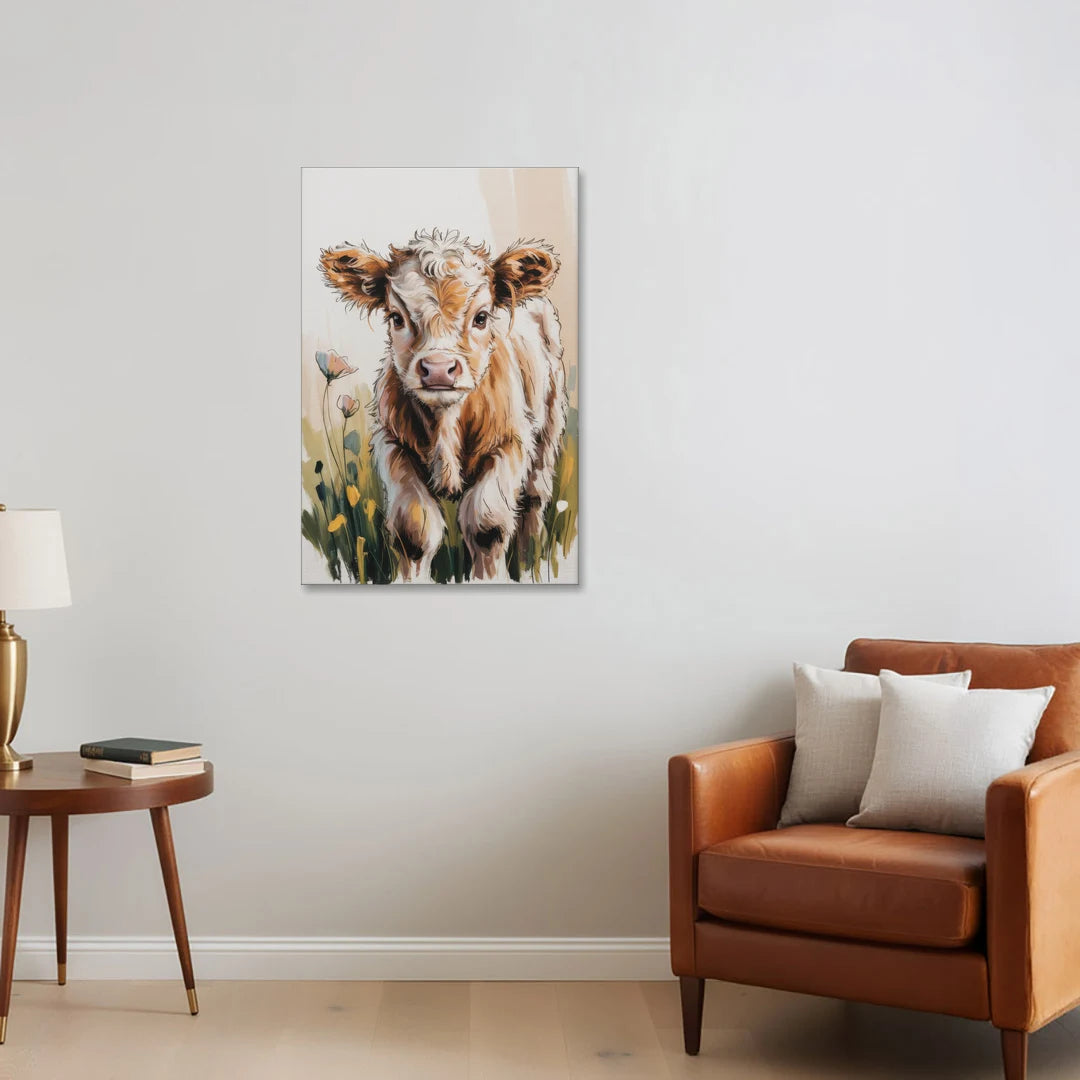 Baby Highland Calf - Canvas Wall Art - Sofa - 24x36
