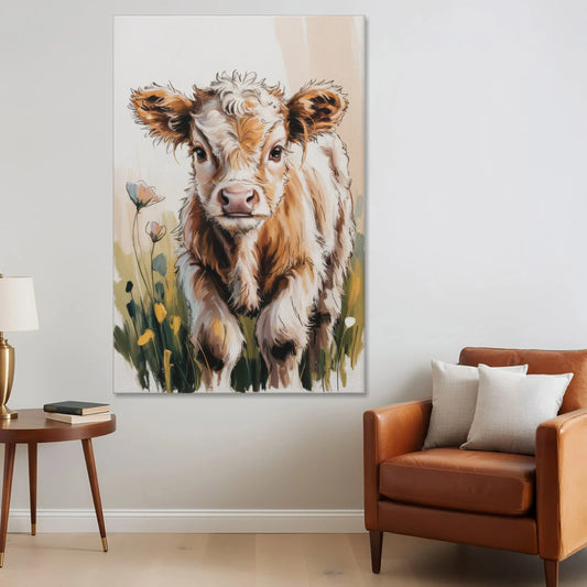 Baby Highland Calf - Canvas Wall Art - Sofa - 40x60