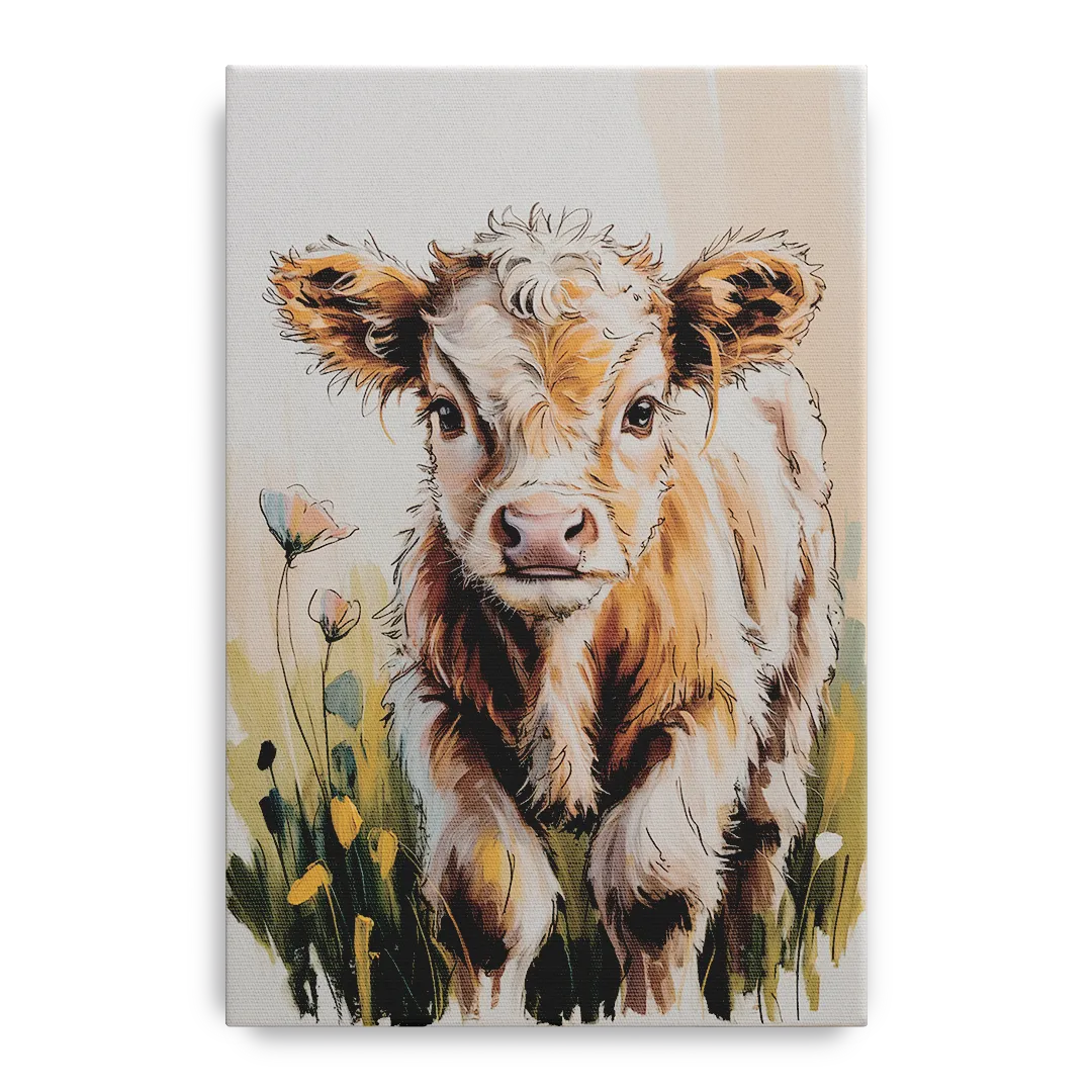 Baby Highland Calf - Canvas Wall Art