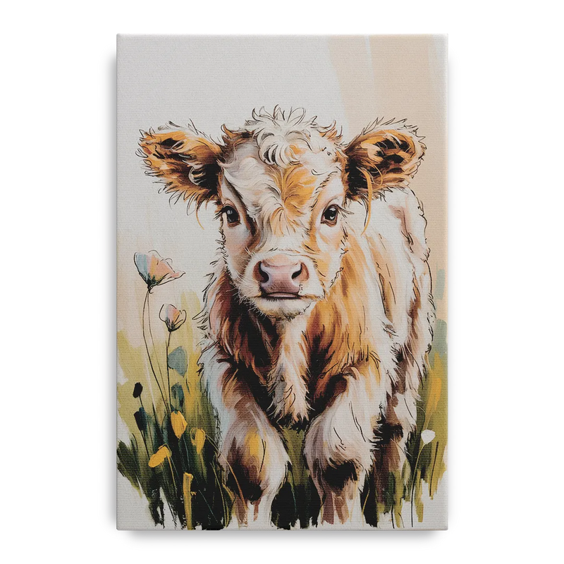 Baby Highland Calf Front - Canvas Wall Art