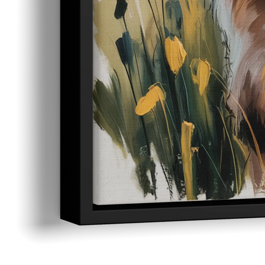 Baby Highland Calf - Close-Up Black Frame Canvas