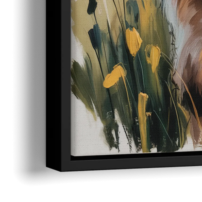Baby Highland Calf - Close-Up Black Frame Canvas