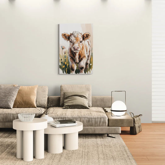 Baby Highland Calf - Canvas Wall Art Living Room