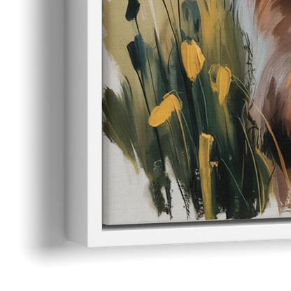 Baby Highland Calf - Close-Up White Frame Canvas