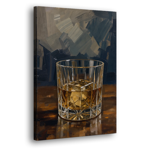 Bachelor Pad Wall Art Whiskey on the Rocks - Canvas Wall Art - Side